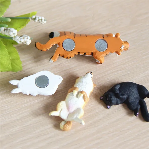 Cute Lazy Sitting Pets Animals Tiger Rabbit Dog Cat Lifelike pvc toys fridge magnets - 16