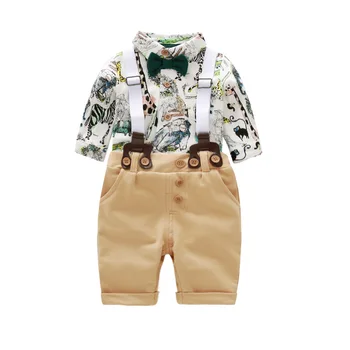 

Fashion Casual Newborn Baby Boy Clothes MY First Formal Romper Jumpsuit Bodysuit +Stripe Pants 2Pcs Outfits Animal Printing 24M