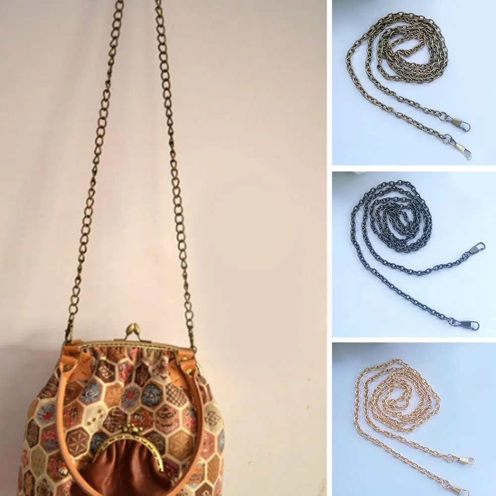 Long 40/60cm/120cm Metal Purse Chain Bag Strap Obag Handles Replacement Handbag Shoulder Bag Strap Gold Silver Bag Accessories