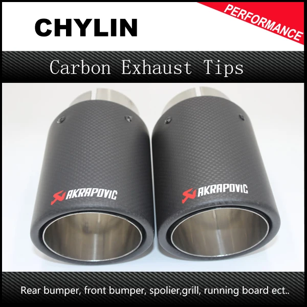 Universal coated carbon fiber +stainless steel 304 car exhaust tip end pipe tailtip muffler 63mm/89mm Akrapovic car exhaust stylish stainless steel car exhaust pipe muffler tip for benz 320 350 500