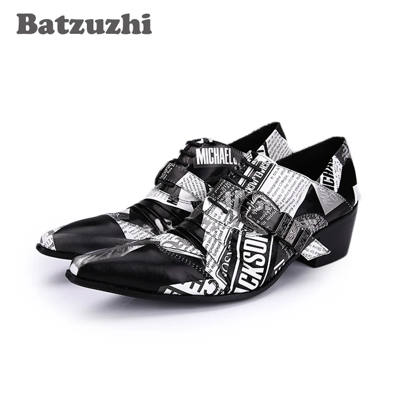 Batzuzhi 6 5 Cm Herren Schuhe High Heels Personlichkeit Papier Muster Leder Schuhe Manner Oxford Spitz Zapatos Oxford Hombre 38 46 Shoes Men Oxford Oxford Hombreshoes High Aliexpress
