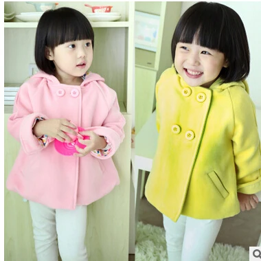 Детская одежда весеннее пальто для маленьких девочек двубортная шерстяная с