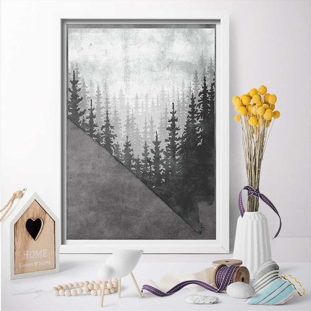 

Snow-Capped Dark Forest Landscape Canvas Painting Wall Art Poster Print Canvas Print Art Picture Home Decor