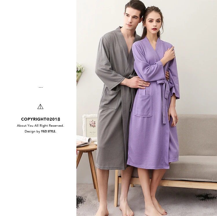 Men Woman Bathrobe Dressing Gown Plus Size M XL XXXL Lovers Summer Male Female Lounge Robes Nightgowns Couple Autumn Robe       34