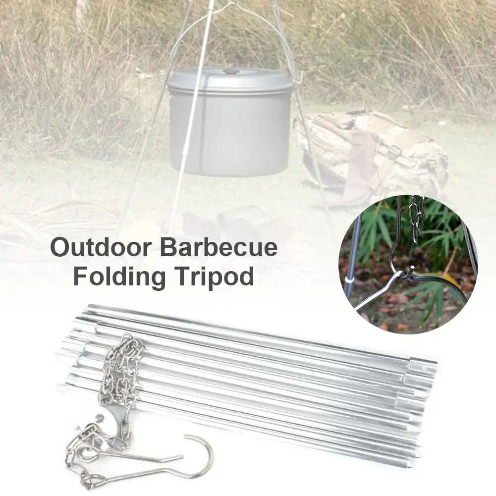 Campfire Grill Stand Tripod Durable Portable Tripod Outdoor Camping Picnic Cooking Tripod Hanging Pot with Storage Bag