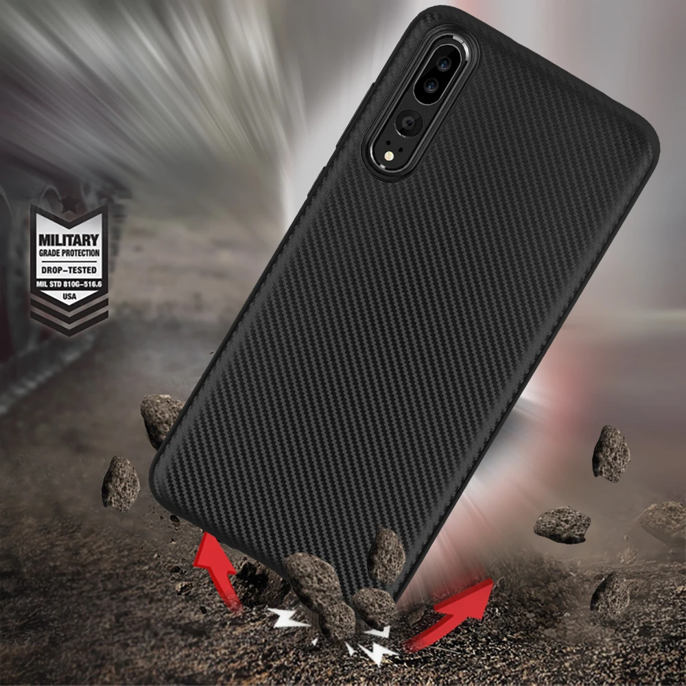 Противоударный чехол для huawei P20 Pro P20 углеродного волокна Мягкие TPU чехол для huawei P20 Lite Nova 3e телефон крышка с ручкой