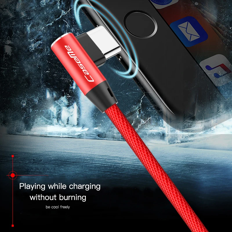Кабель CaseMe type C для huawei mate 20 20 pro 90 градусов двойной локоть Быстрая зарядка USB для samsung Galaxy Мобильный кабель type C