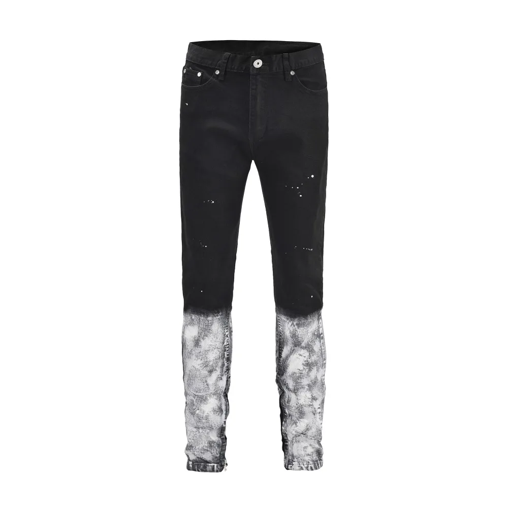 2018 Новинка; Лидер продаж Винтаж Модные мужские всплеск чернил версия Тощий slim fit отверстия стиль деним классический мыть на молнии черный