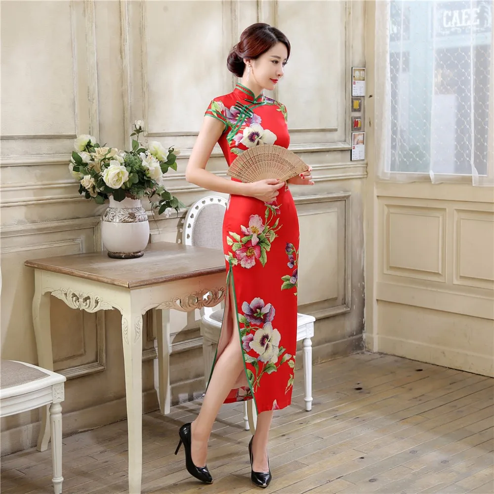 Шанхай история высокого класса длинное cheongsam из искусственного шелка cheongsam qipao платье Китайская традиционная одежда восточные платья C0013