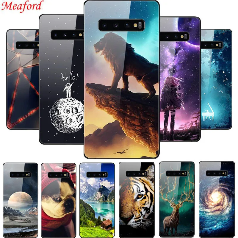 

Hot Case For Samsung Galaxy S10 Plus Case 6.4" Luxury Glass Hard Back Cover For Samsung S10+ Case TPU Frame S 10 Plus Case Coque