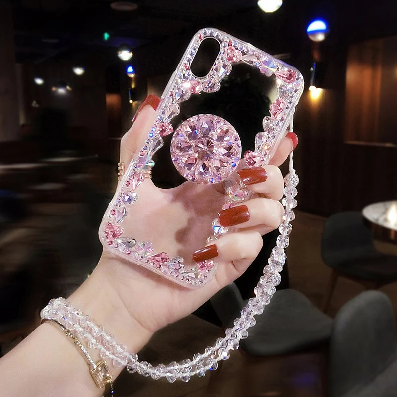 Роскошный 3D Блестящий чехол для телефона с блестящим держателем IPhone 5 6 6S 7 8 Plus X XR XS