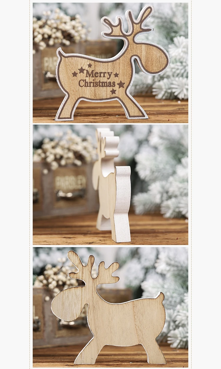 Taoup 1pc Xmas Elk Deer Ornaments Wooden Christmas Decors for Home Decor for Christmas Table Decors Merry Christmas Ornaments