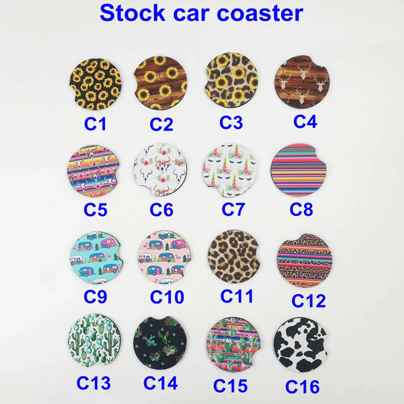 12 قطعة النيوبرين سيارة كوستر كأس حصيرة القدح كوستر زهرة شريط ليوبارد طباعة مسند للكوب للمنازل الجدول الديكور