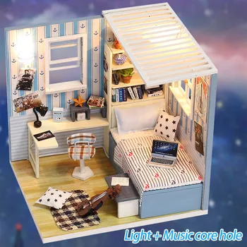 

Assembly DIY Miniature Wooden Bart's Home House Miniaturas with Furniture Doll House Toys for Children Birthday Gifts