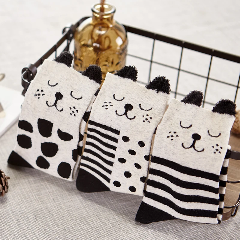 

CM10665 i look like 2016 New arrival Women's Cartoon Cotton Socks animals patterns puppy stereo ear Girl's Socks wholesale