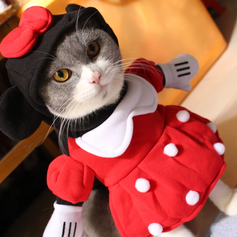 [MPK cat costumes] платье Минни для домашних кошек, костюм питомца с шляпой