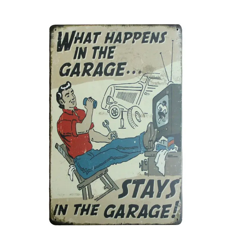 Различные стили специальный "Garage Rules" потертый шик Железный оловянный знак человек пещера бар украшение для стен дома, паба Винтаж Металл 30*20 см A439