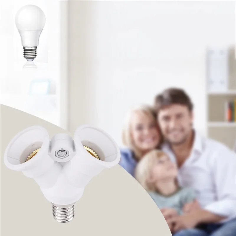 NEW Fireproof Material Lamp Holder E14 to 2 E14 LED Y Shape Light Lamp Bulb Splitter Adapter Converter For LED Corn Bulb Light