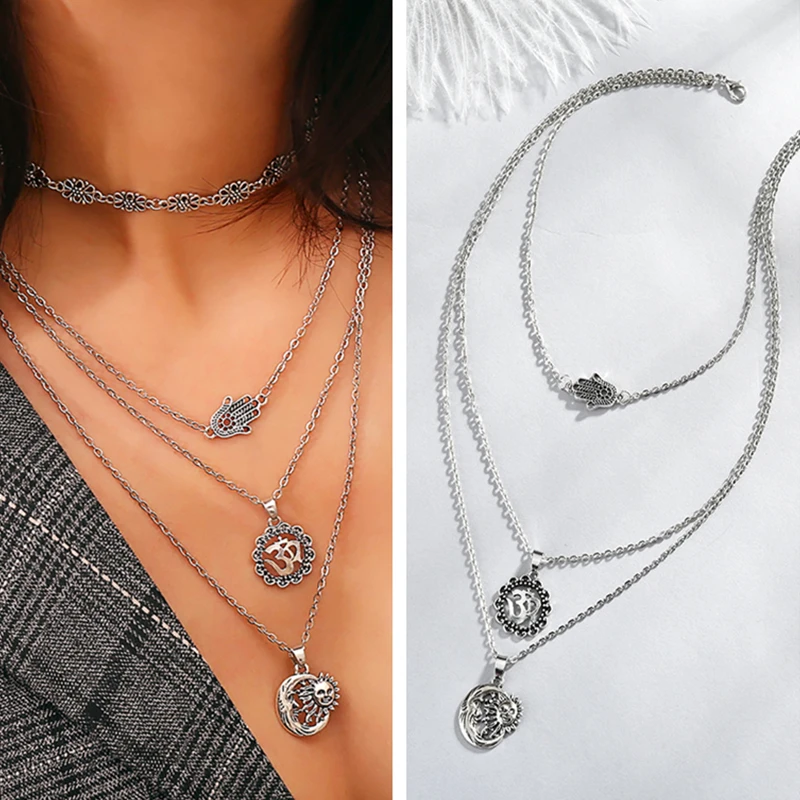 

Retro Steampunk Chic Multi Layer Pendant Neck Chain Women Necklaces Girls Vintage Chokers Female Trendy Jewelry Accessories
