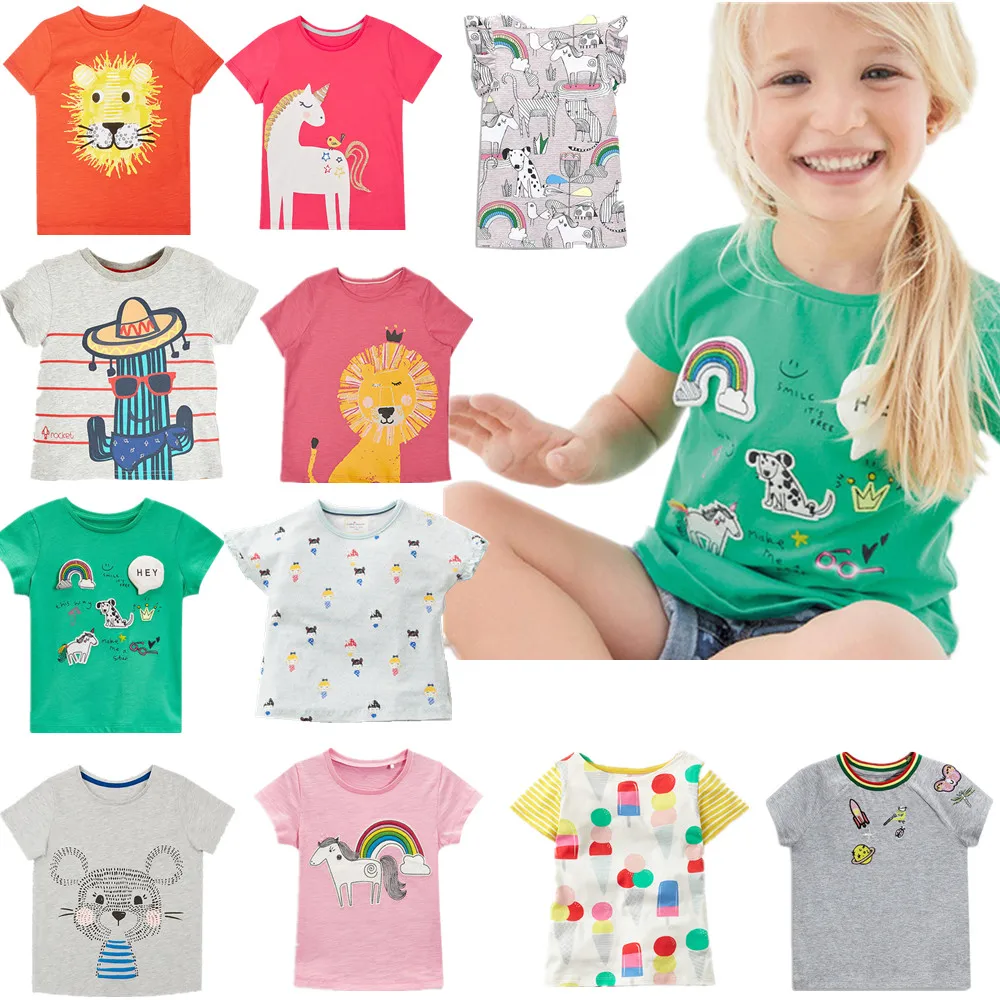 Г. Little Maven/Новинка г., летняя одежда для маленьких девочек футболка с короткими рукавами и круглым вырезом футболки из чистого хлопка с принтом радуги