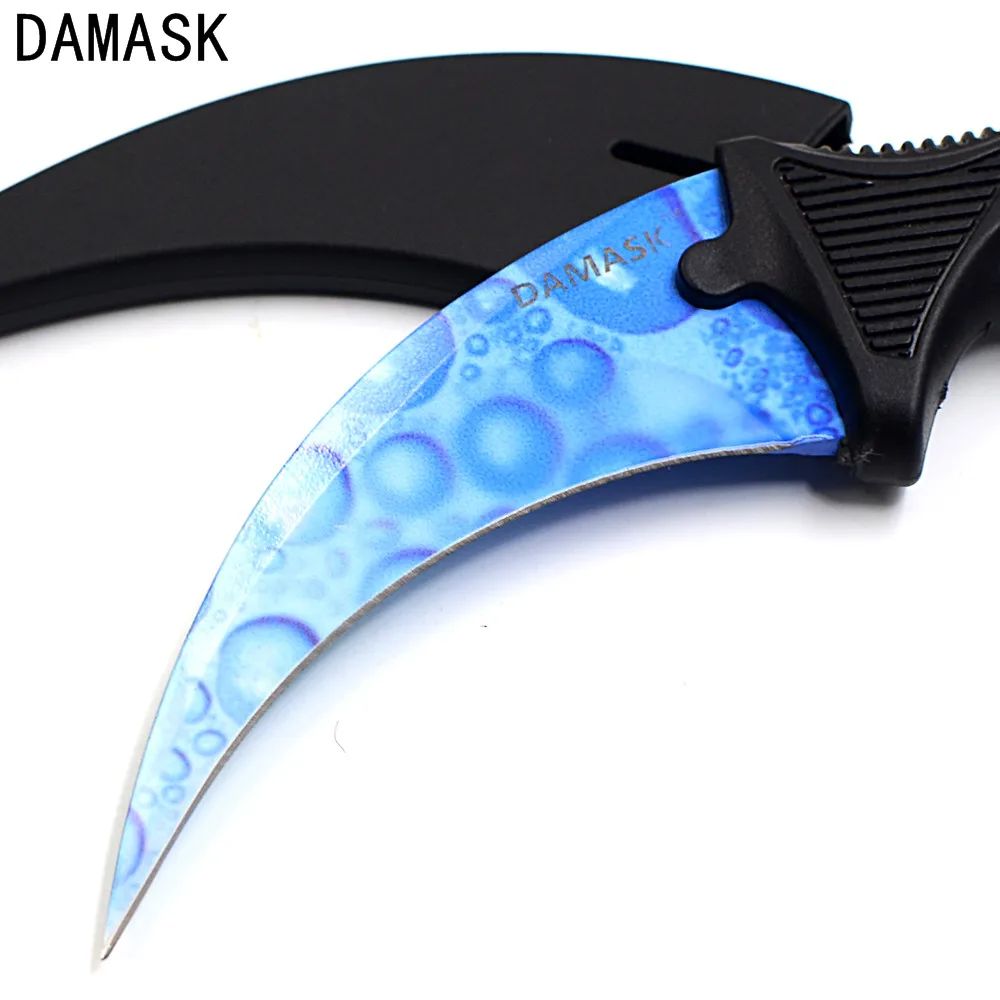 Дамаск CSGO охотничий нож с фиксированным клинком Karambit Тактический выживания шеи