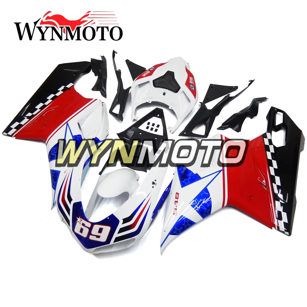 Полный белый синий красный Обтекатели для Ducati 1098 848 1198 2007-2012 впрыск АБС пластмасса 1198 07-12 кузов Sportbike чехлы