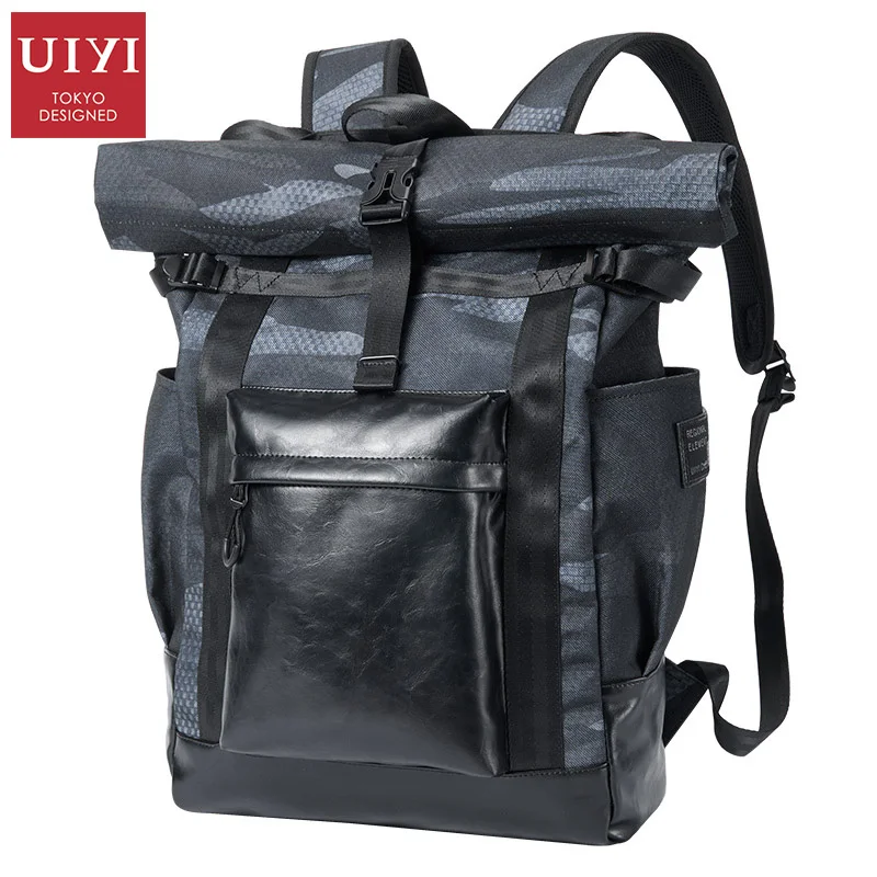 

UIYI Men Backpacks Black Male bag Fashion Travel Backpack 14' Computer Male Waterproof Teenager bag Multifunction Camouflage Bag