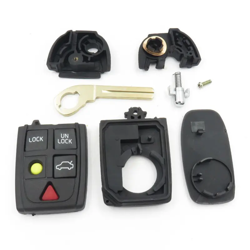 Remote Key Case Fob 5 Button For VOLVO S80 S60 V70 XC70 XC90 D05 Replacement Shell Folding Flip Smart Keyless Entry blank key