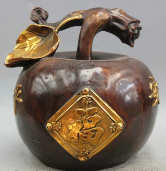 

song voge gem S2221 10" Chinese Bronze Gild Folk Wealth Fu Gui Safety Fruit fruitage fruitery Apple