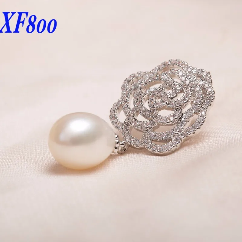 XF800 бренд 925 стерлингового серебра жемчужные серьги в виде капель, размером 8-9 мм натуральные пресноводные жемчужные серьги, лучший подарок для женщин E1211