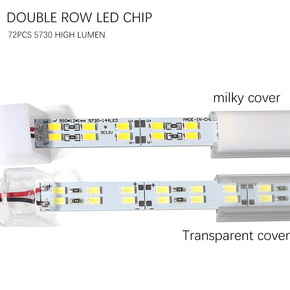 5 шт.* 50 см 72 светодиодный s 5730 двухрядный светодиодный бар светильник DC12V жесткий полосу светильник 5730 Кухня шкаф светильник