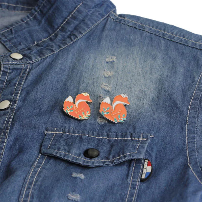 

1PC new arrival Fashion Pin Gold Silver Metal Alloy Cute Fox Enamel Jewelry Brooch