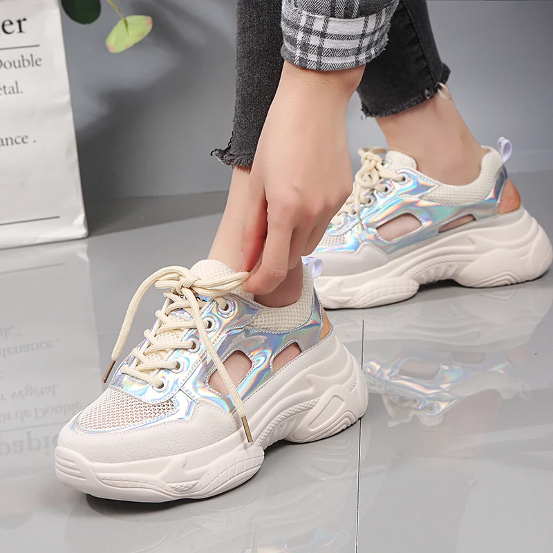

2019 Spring/Summer New Women Shoes Women White Sneakers Casual Platform Sandals Comfortable Breathable Mesh Sneakers
