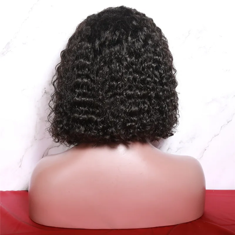 ALITOP кудрявый боб парик «пучок» парики для черных женщин кудрявый парик короткий кружевной передний парик человеческих волос предварительно сорвал с волосами младенца