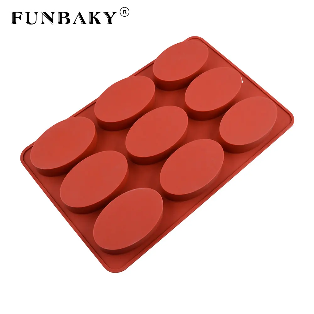 FUNBAKY 9 Полость 3D овальное мыло, силиконовая форма формы для DIY мыло изготовление ручной работы формы