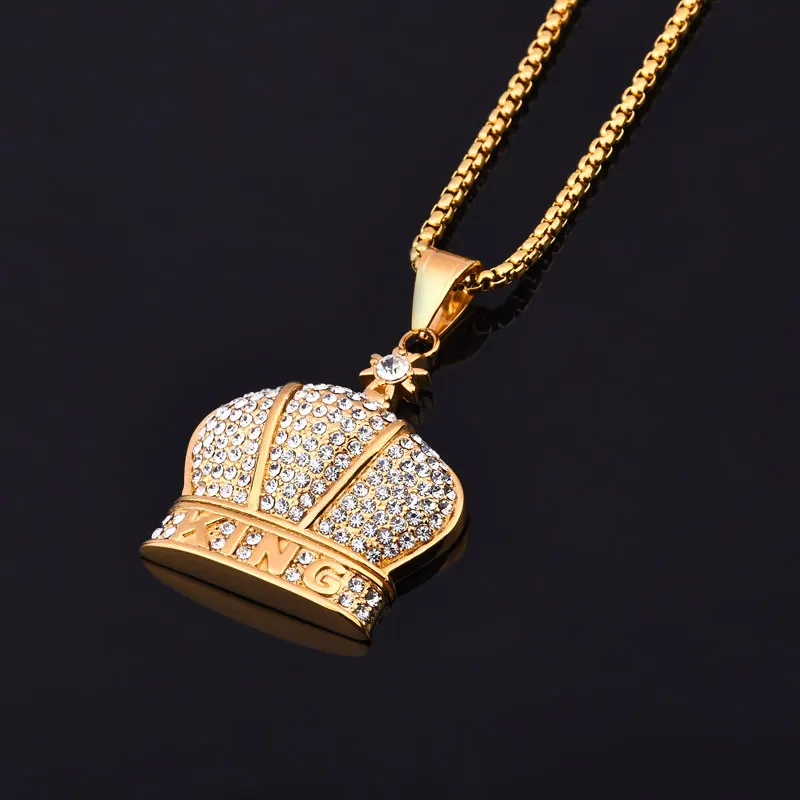 Новое поступление мужские хип хоп iced out колье с кулоном Корона из нержавеющей стали Мода хип хоп ожерелье ювелирные подарки