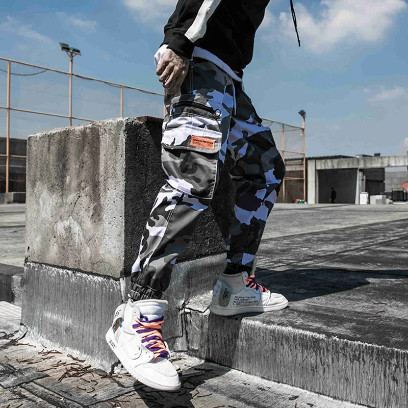 Мужские Jogger осенние карандашный гаремный брюки тактические походные Мужские штаны мульти-карман хип-хоп японский Harajuku камуфляж брюки US размер