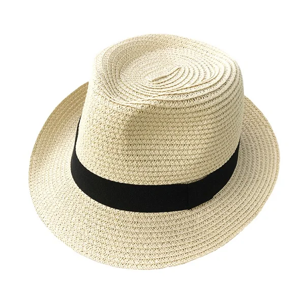 Взрослая детская соломенная шляпа летняя Женская Складная Солнцезащитная Панама мужской костюм Кепка стиль дышащий Panamanian стиль - Цвет: Beige