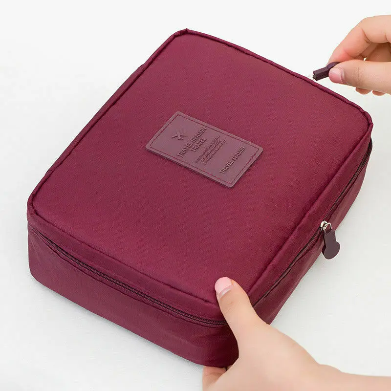 Портативная многофункциональная дорожная сумка для туалетных принадлежностей, женская сумка-Органайзер большой емкости, косметичка - Цвет: Wine Red