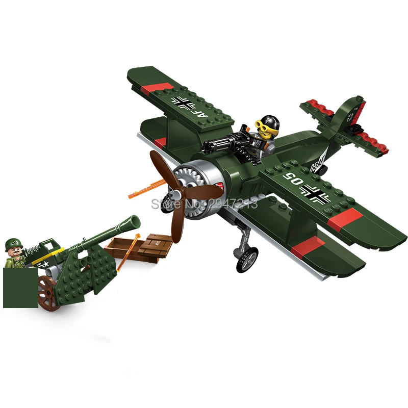 hot compatible font b LegoINGlys b font Military World War II Bomber with Howitzer Building blocks