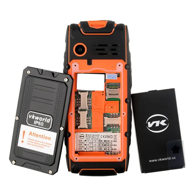 VKworld новый камень V3 мобильного телефона Водонепроницаемый IP68 2 4 дюймов FM радио 3 sim