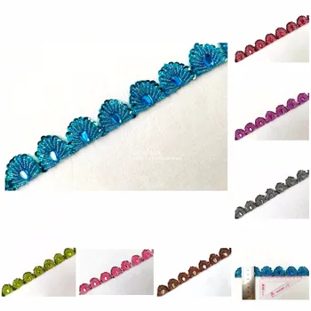 

2yds/lot 2.4cm Width x 7Color(Blue Pink Olive Green Grey Brown+)Sequin Beaded Ribbon Lace Applique Trimming Dance Decorating BT4