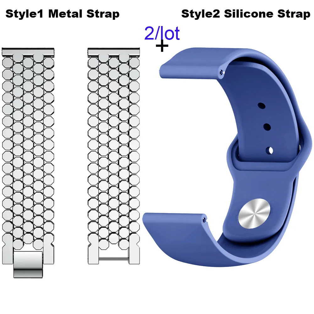 Silver-Blue 22 мм Браслет Для Xiaomi Amazfit Pace Stratos 2 ремешок для часов Amazfit GTR 47 мм браслет из нержавеющей стали для samsung gear S3 - Цвет: Silver-Blue