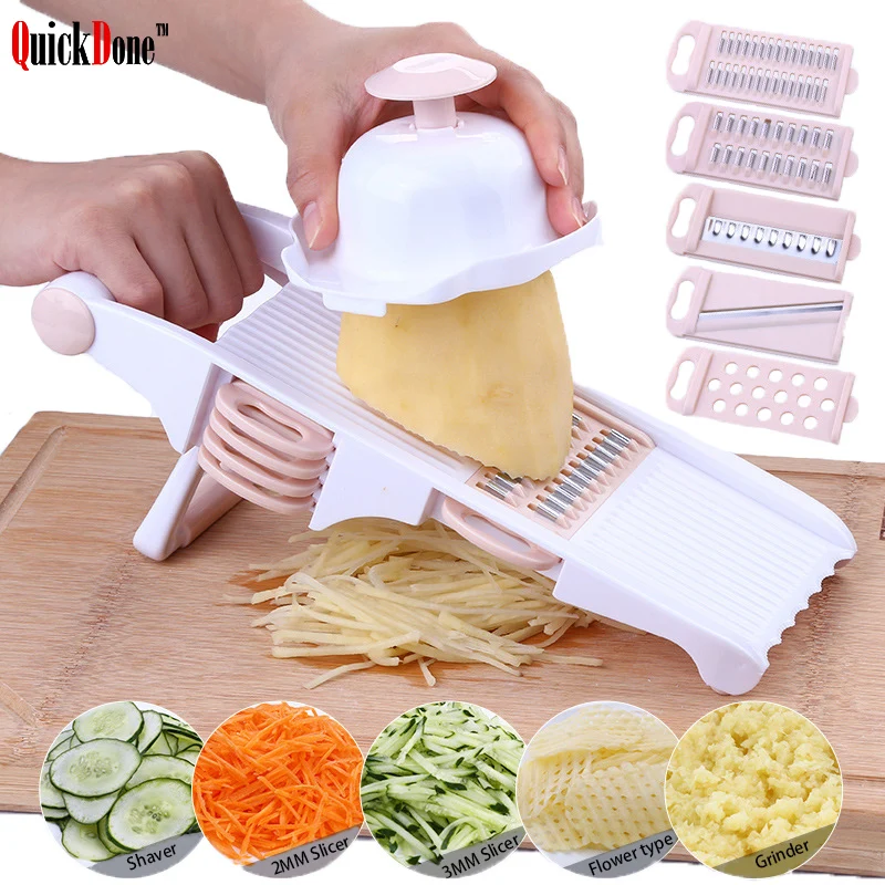 Резак для овощей QuickDone с 5 лезвиями из нержавеющей стали ручная терка картофеля