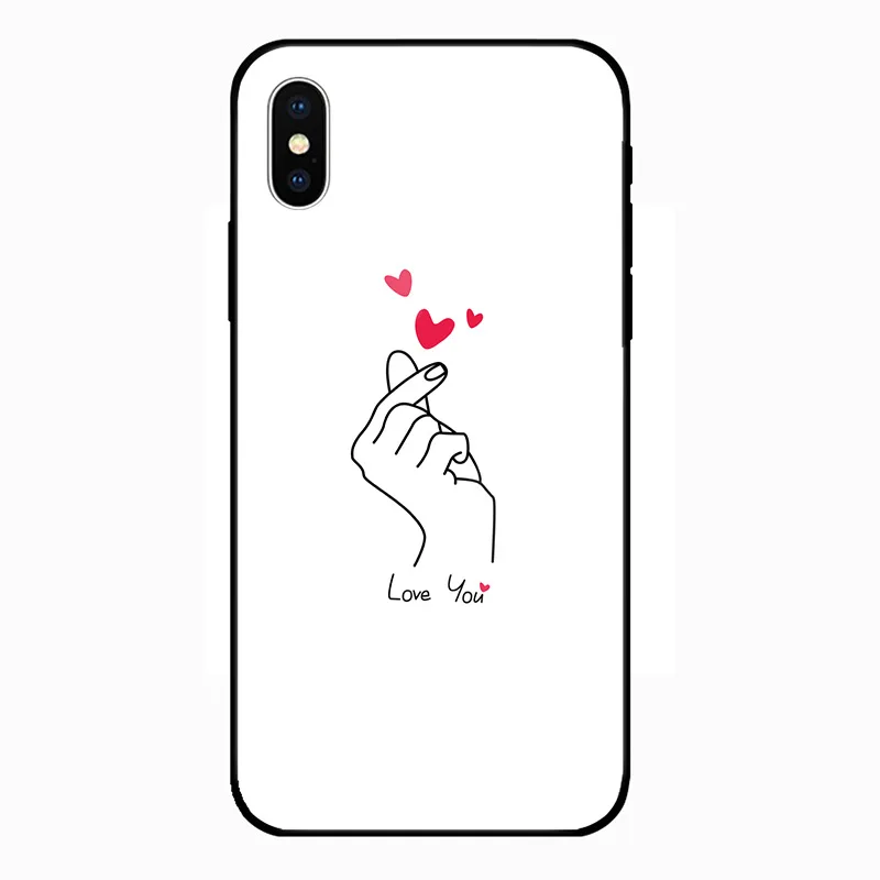 S9205 Модное заднее закаленное стекло для мальчиков и девочек, для iPhone XS Max XR X 8 7 6 6s Plus, защитная чехол для iPhone 7 для пальцев - Цвет: S9205