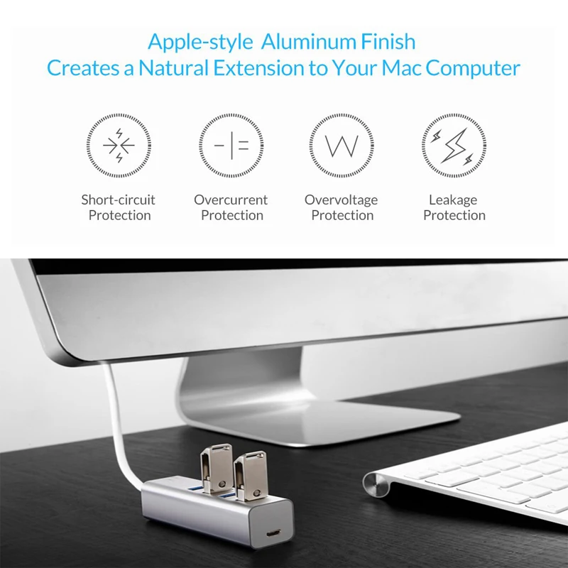 Usb-хаб 3,0 мультихаб 3,1 с интерфейсом Micro power для MacBook Air Pro Аксессуары USB-C сплиттер type C 3,1 4 порта USB C концентратор