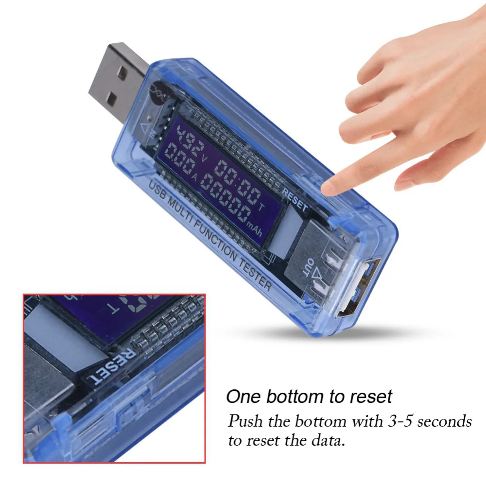 

Blue Current Voltage Charger Capacity Tester USB Fast Charger Power Meter Text Voltmeter