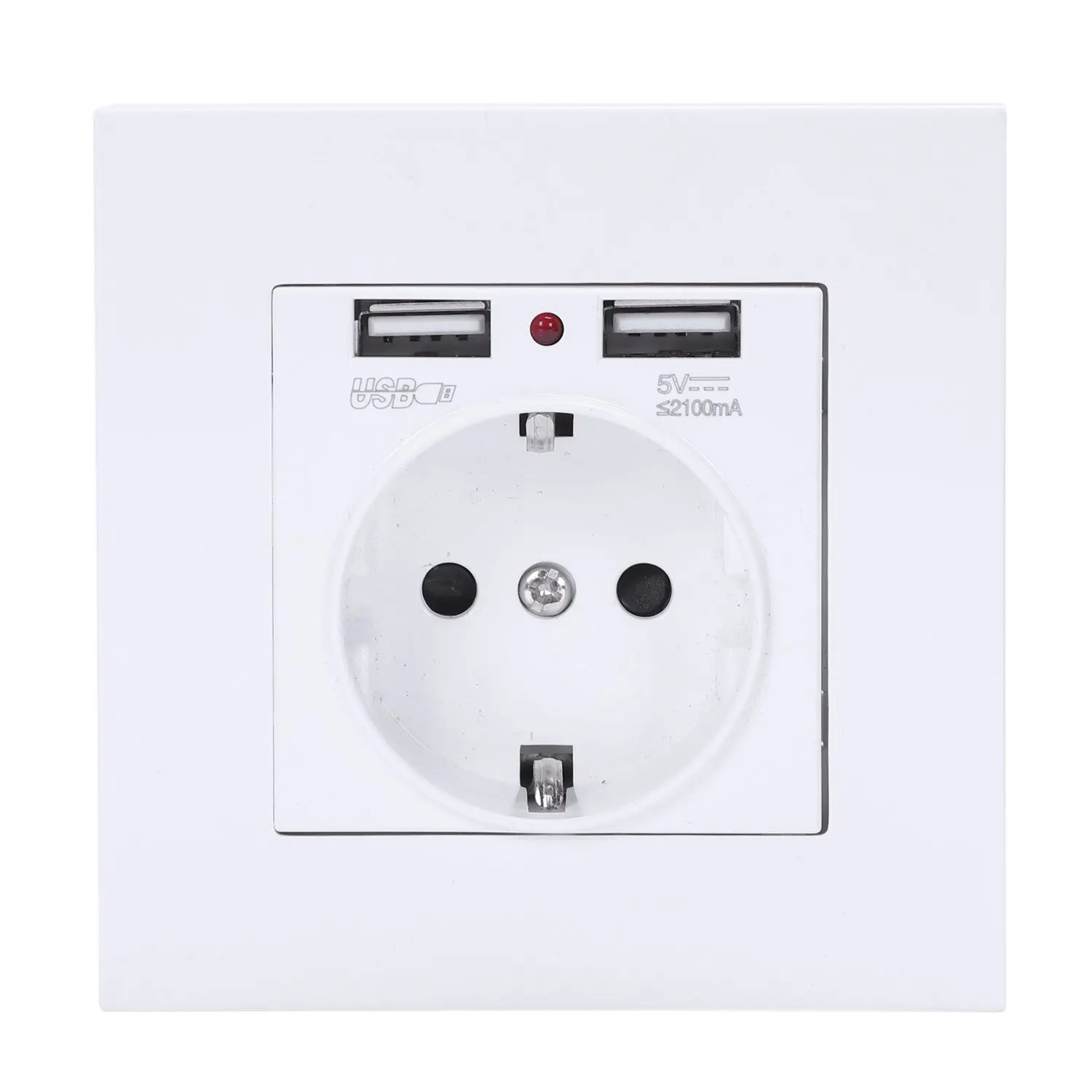 

Panel Wall Power Socket Grounded 16A Eu Standard Electrical Outlet With 2100Ma Dual Usb Charger Port For Mobile