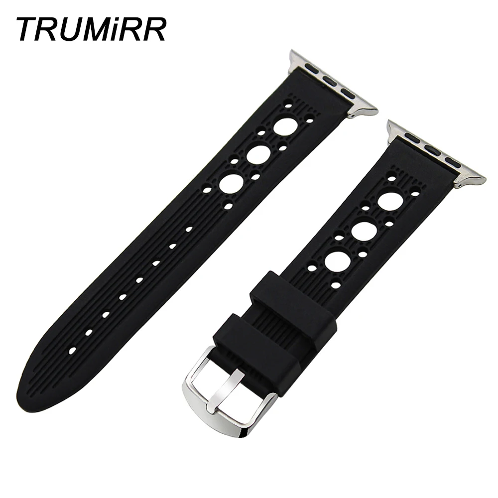 

Silicone Rubber Watchband + Adapters for 38mm 42mm iWatch Apple Watch Sport Edition Wrist Band Replacement Strap Bracelet Black