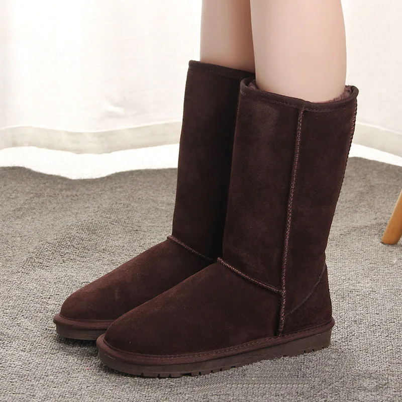 Классические женские зимние ботинки; новая кожаная теплая зимняя обувь; bota feminina botas mujer zapatos; женские водонепроницаемые зимние ботинки - Цвет: brown